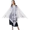 imageOurWarm White Lace Skeleton Poncho Halloween Poncho Halloween Costumes for Women Day of The Dead Costume 60 x 60 Inch