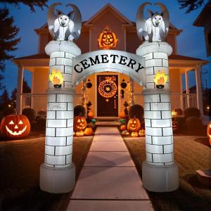 imageOurWarm 10FT Halloween Inflatables Outdoor Decorations Haunted Cemetery Halloween Inflatable Archway Blow Up Yard Decorations Inflatable Halloween Arch for Halloween Decorations Outdoor Lawn Decor
