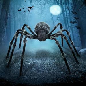 imageOurWarm 4 FT Giant Spider Halloween Decorations Outdoor Scary Spiders Halloween Decorations Fake Large Spider Decoration for Party Lawn Indoor Garden Haunted House Prop Yard Decor