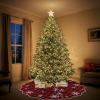 imageOurWarm Buffalo Plaid Christmas Tree Skirt  60 Inch Double Sided Burlap Snowflake Pattern for 7 ft ampamp 9 ft Trees