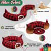 imageOurWarm Cat Tunnel with Christmas Tree Skirt Cat Beds for Indoor Cats with Hanging Ball Buffalo Plaid Christmas Decorations Cat Cave for Felines and Small Animals Indoor Outdoor Decorations