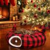 imageOurWarm Cat Tunnel with Christmas Tree Skirt Cat Beds for Indoor Cats with Hanging Ball Buffalo Plaid Christmas Decorations Cat Cave for Felines and Small Animals Indoor Outdoor Decorations