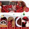 imageOurWarm Cat Tunnel with Christmas Tree Skirt Cat Beds for Indoor Cats with Hanging Ball Buffalo Plaid Christmas Decorations Cat Cave for Felines and Small Animals Indoor Outdoor Decorations