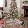 imageOurWarm Christmas Tree Skirt 36 Inch Buffalo Plaid Red Tree Skirt for 6ft Tree ampamp 4ft Tree Double Sided Burlap Tree Skirt Snowflake Xmas Tree Skirts for Pencil Tree Boho Rustic Farmhouse Decor