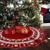 imageOurWarm Christmas Tree Skirt 60 Inch Knit Red Tree Skirt with Poinsettia Pattern Rustic DoubleSided Large Knitted Xmas Tree Skirt for Christmas Tree Indoor Holiday Party Christmas Decorations
