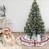 imageOurWarm Christmas Tree Skirt 60 Inch Knit Red Tree Skirt with Poinsettia Pattern Rustic DoubleSided Large Knitted Xmas Tree Skirt for Christmas Tree Indoor Holiday Party Christmas Decorations