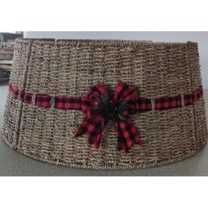 imageOurWarm Christmas Tree Collar Buffalo Plaid Christmas Decorations for Tree Christmas Tree Collars for Artificial Trees Red Bows Christmas Decorations for Indoor Holiday Party Xmas Tree Decor