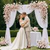 imageOurWarm 82 Ft Adjustable Wedding Backdrop Stand 2in1 Floor Arch ampamp OvertheTable Rod Gold Metal Square Background Frame Photo Backdrop Balloon Arch Stand for Birthday Party Baby Shower Decor