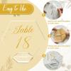 imageOurWarm Large Acrylic Wedding Table Numbers 120 Gold Printed Calligraphy Place Cards with Stand Hexagon Multifunctional Clear Acrylic Sign and Holder Ideal for Wedding Reception Events