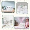 imageOurWarm PVC White Card Box for Wedding Reception Large Wedding Envelope Money Cards Box for Party with Heart Acrylic Window Flower Pattern Gift Card Holder for Graduation Birthday Baby Shower DecorPVC square