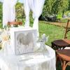 imageOurWarm PVC White Card Box for Wedding Reception Large Wedding Envelope Money Cards Box for Party with Heart Acrylic Window Flower Pattern Gift Card Holder for Graduation Birthday Baby Shower DecorWhite Heart Window