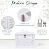 imageOurWarm PVC White Card Box for Wedding Reception Large Wedding Envelope Money Cards Box for Party with Heart Acrylic Window Flower Pattern Gift Card Holder for Graduation Birthday Baby Shower DecorPVC square