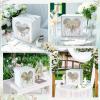 imageOurWarm PVC White Card Box for Wedding Reception Large Wedding Envelope Money Cards Box for Party with Heart Acrylic Window Flower Pattern Gift Card Holder for Graduation Birthday Baby Shower DecorWhite Heart Window