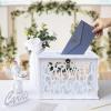 imageOurWarm PVC White Card Box for Wedding Reception Large Wedding Envelope Money Cards Box for Party with Heart Acrylic Window Flower Pattern Gift Card Holder for Graduation Birthday Baby Shower DecorPVC square