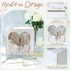 imageOurWarm PVC White Card Box for Wedding Reception Large Wedding Envelope Money Cards Box for Party with Heart Acrylic Window Flower Pattern Gift Card Holder for Graduation Birthday Baby Shower DecorWhite Heart Window