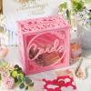 imageOurWarm Pink Wedding Card Box with Acrylic Window Elegant PVC Gift Card Box for Weddings Decorations for Reception Index Wedding Card Boxes for Reception Anniversary Bridal Shower Birthday Decor