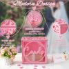 imageOurWarm Pink Wedding Card Box with Acrylic Window Elegant PVC Gift Card Box for Weddings Decorations for Reception Index Wedding Card Boxes for Reception Anniversary Bridal Shower Birthday Decor