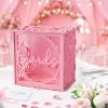 imageOurWarm Pink Wedding Card Box with Acrylic Window Elegant PVC Gift Card Box for Weddings Decorations for Reception Index Wedding Card Boxes for Reception Anniversary Bridal Shower Birthday Decor