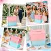 imageOurWarm Pink and Blue Wedding Card Box PVC Gift Card Box for Wedding Reception Decorations Money Gift Boxes with Gold Letters for Party Baby Shower Graduation Birthday Decorations
