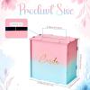 imageOurWarm Pink and Blue Wedding Card Box PVC Gift Card Box for Wedding Reception Decorations Money Gift Boxes with Gold Letters for Party Baby Shower Graduation Birthday Decorations