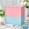 imageOurWarm Pink and Blue Wedding Card Box PVC Gift Card Box for Wedding Reception Decorations Money Gift Boxes with Gold Letters for Party Baby Shower Graduation Birthday Decorations