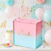 imageOurWarm Pink and Blue Wedding Card Box PVC Gift Card Box for Wedding Reception Decorations Money Gift Boxes with Gold Letters for Party Baby Shower Graduation Birthday Decorations