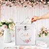 imageOurWarm Wedding Card Box with Lock PVC Gift Card Box for Party with Slot White Wedding Cards Boxes for Reception Weddings Money Box Envelope Box for Birthday Baby Shower Bridal Graduation Decor