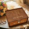 imageOurWarm Wedding Keepsake Box with Lock Large Wooden Memory Box for Keepsakes Wood Decorative Photo Storage Boxes with Lids Mr and Mrs Personalized Anniversary Engagement Gifts for Couples