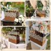 imageOurWarm Wooden Wedding Card Box with Acrylic Window Rustic Money Envelope Gift Card Box with Leaf Pattern Large Cards Holder for Party Reception Graduation Baby Shower Birthday Wedding Decor