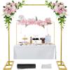 imageOurWarm 82 Ft Adjustable Wedding Backdrop Stand 2in1 Floor Arch ampamp OvertheTable Rod Gold Metal Square Background Frame Photo Backdrop Balloon Arch Stand for Birthday Party Baby Shower Decor