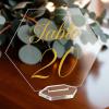 imageOurWarm Large Acrylic Wedding Table Numbers 120 Gold Printed Calligraphy Place Cards with Stand Hexagon Multifunctional Clear Acrylic Sign and Holder Ideal for Wedding Reception Events