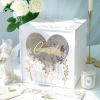 imageOurWarm PVC White Card Box for Wedding Reception Large Wedding Envelope Money Cards Box for Party with Heart Acrylic Window Flower Pattern Gift Card Holder for Graduation Birthday Baby Shower DecorWhite Heart Window