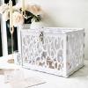 imageOurWarm PVC White Card Box for Wedding Reception Large Wedding Envelope Money Cards Box for Party with Heart Acrylic Window Flower Pattern Gift Card Holder for Graduation Birthday Baby Shower DecorPVC square