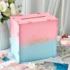 imageOurWarm Pink and Blue Wedding Card Box PVC Gift Card Box for Wedding Reception Decorations Money Gift Boxes with Gold Letters for Party Baby Shower Graduation Birthday Decorations