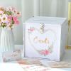 imageOurWarm Wedding Card Box with Lock PVC Gift Card Box for Party with Slot White Wedding Cards Boxes for Reception Weddings Money Box Envelope Box for Birthday Baby Shower Bridal Graduation Decor