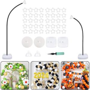 imageOurWarm Balloon Arch Kit with LED Lights 935FT ampamp 6FT Free Bending Half Balloon Arch Stand with Base Gold Backdrop Stand for Wedding Birthday Party Baby Shower Yard Lawn Graduation DecorationsBalloon Arch Stand with Base