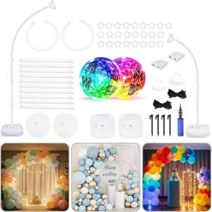 imageOurWarm Balloon Arch Kit with LED Lights 935FT ampamp 6FT Free Bending Half Balloon Arch Stand with Base Gold Backdrop Stand for Wedding Birthday Party Baby Shower Yard Lawn Graduation Decorations82FT  6FT Lighted Balloon Arch Kit