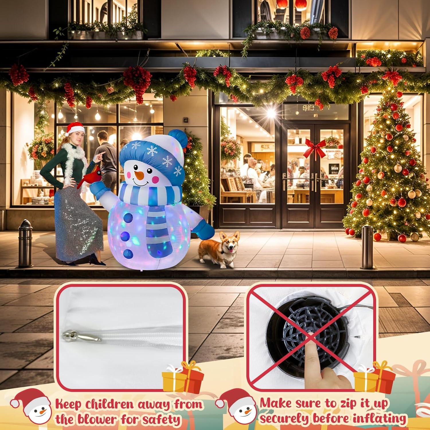 imageOurWarm 5FT Christmas Inflatable Outdoor Decoration Inflatable Snowman Outdoor Christmas Blow up Yard Decorations with Colorful Lights and Cardinal Outdoor Christmas Inflatables for Lawn Xmas Decor