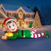 imageOurWarm 10FT Christmas Inflatable Outdoor Decoration Giant Elf Inflatable Outdoor Christmas Blow up Yard Decorations with LEDs Outdoor Christmas Inflatables for Outside Roof Lawn Holiday Xmas Decor10FT Elf Inflatable