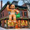 imageOurWarm 16FT Christmas Inflatable Outdoor Decoration Giant Sitting Gingerbread Inflatable Christmas Blow up Yard Decorations with LED Lights Gingerbread Outdoor Christmas Decorations Roof Yard Lawn16FT Roof Gingerbread