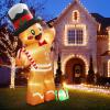 imageOurWarm 16FT Christmas Inflatable Outdoor Decoration Giant Sitting Gingerbread Inflatable Christmas Blow up Yard Decorations with LED Lights Gingerbread Outdoor Christmas Decorations Roof Yard Lawn12FT Gingerbread