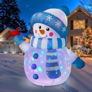 imageOurWarm 5FT Christmas Inflatable Outdoor Decoration Inflatable Snowman Outdoor Christmas Blow up Yard Decorations with Colorful Lights and Cardinal Outdoor Christmas Inflatables for Lawn Xmas Decor