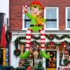 imageOurWarm 10 FT Christmas Inflatable Outdoor Decorations Sitting Elf Holding Bear Christmas Blow Up Yard Decorations with Builtin LED Lights for Holiday Party Lawn Garden Roof Outdoor Xmas Decorations
