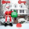imageOurWarm 13 FT Giant Christmas Inflatable Outdoor Decoration Climbing Black Santa Inflatable with Present Bag Large Christmas Blow Ups Outdoor Decor Builtin LED Lights for Yard Eaves Roof Outside