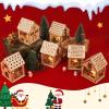 imageOurWarm 24 PCS DIY Christmas Village Sets with 12 Gingerbread House Kit 12 Colored Pens Wooden Christmas Village Houses with 6 Styles Christmas Houses Village for Winter Christmas Table Decorations