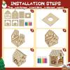 imageOurWarm 24 PCS DIY Christmas Village Sets with 12 Gingerbread House Kit 12 Colored Pens Wooden Christmas Village Houses with 6 Styles Christmas Houses Village for Winter Christmas Table Decorations