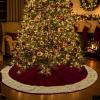 imageOurWarm 48in Luxury Velvet Christmas Tree Skirt for 575 Ft Tree Royal Blue Large Fur Plush Xmas Tree Skirts with Gold Glitter and Bow Classic Vintage Christmas Tree Decorations for New Year HomeRed