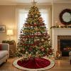 imageOurWarm 48in Luxury Velvet Christmas Tree Skirt for 575 Ft Tree Royal Blue Large Fur Plush Xmas Tree Skirts with Gold Glitter and Bow Classic Vintage Christmas Tree Decorations for New Year HomeRed