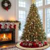 imageOurWarm 48in Luxury Velvet Christmas Tree Skirt for 575 Ft Tree Royal Blue Large Fur Plush Xmas Tree Skirts with Gold Glitter and Bow Classic Vintage Christmas Tree Decorations for New Year HomeRed