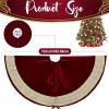imageOurWarm 48in Luxury Velvet Christmas Tree Skirt for 575 Ft Tree Royal Blue Large Fur Plush Xmas Tree Skirts with Gold Glitter and Bow Classic Vintage Christmas Tree Decorations for New Year HomeRed